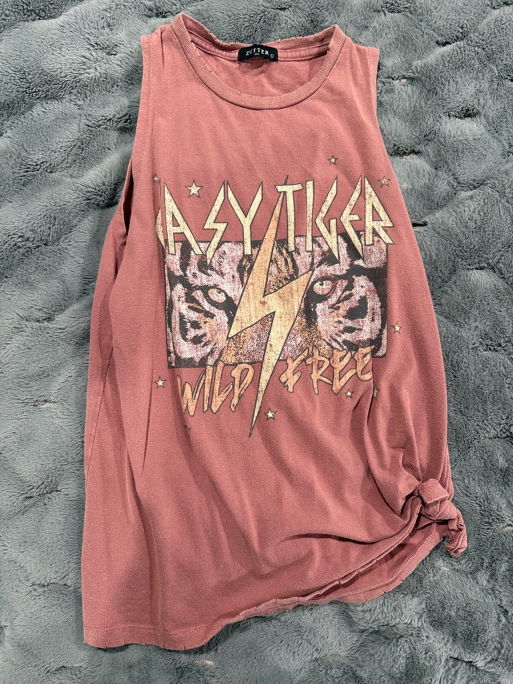 Rusty Rose Graphic Muscle Tank - Tiger Lightning Print